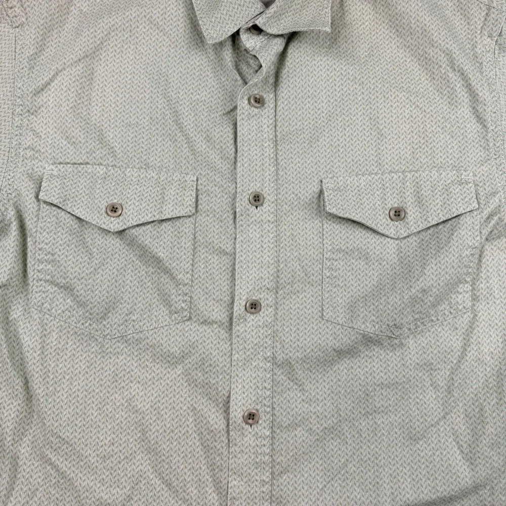 Banana Republic Mens Short Sleeve‎ Button Down Shirt Green Linen Blend Small